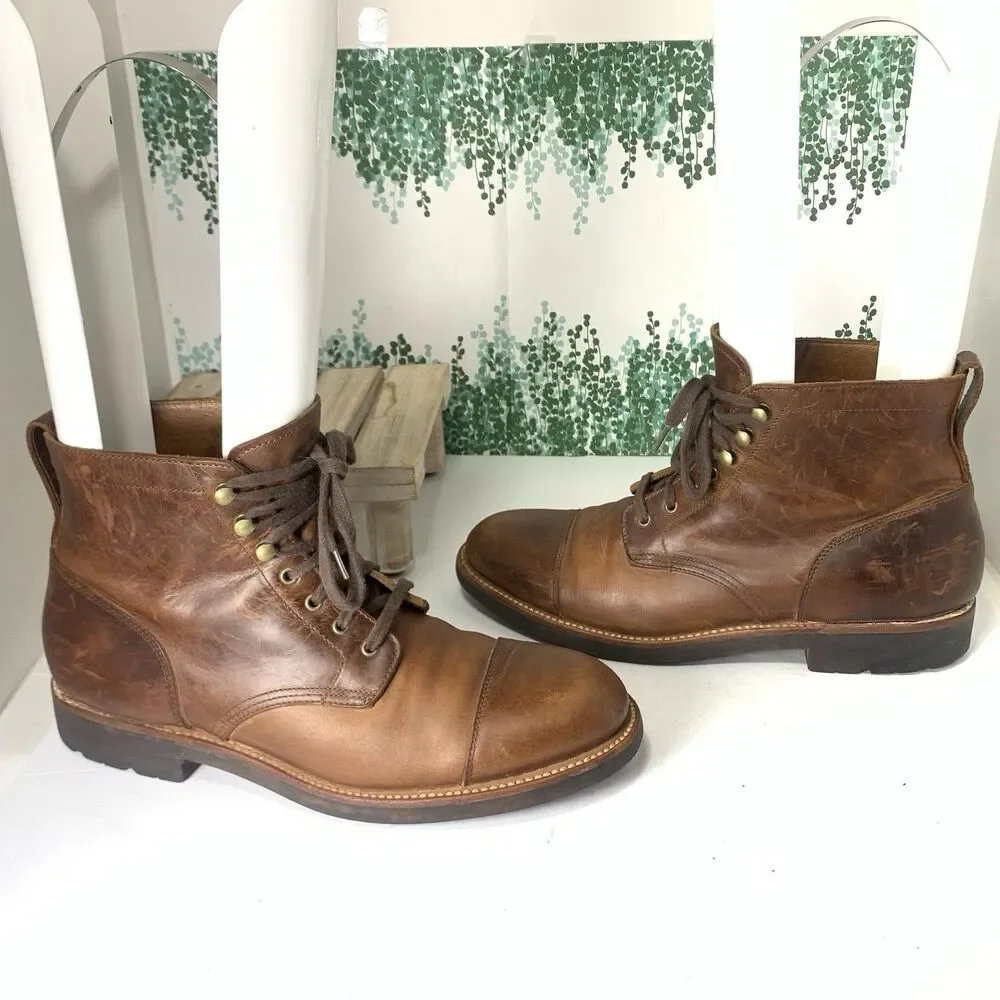 J. Crew Burnished Brown Leather Goodyear F4446 Welt Men’s Boots Size 9
